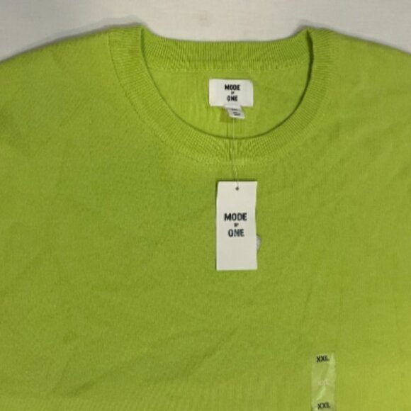 Mode of One Mens Regular Fit Crewneck Sweater Acid Green Color Size XXL - Picture 6 of 8